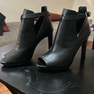 Michael Kors Black Peep-Toe Ankle Booties with Ankle Strap